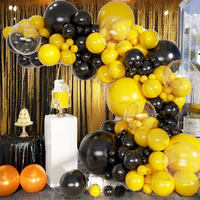Kit d'arche de ballons MOXMAY durable noir-jaune, 151 pièces, ballons de 18, 12, 10 et 5 pouces, guirlande pour baby shower et fêtes d'anniversaire