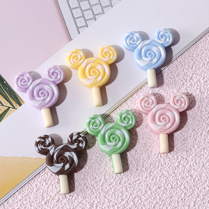 อุปกรณ์ตกแต่งพลาสติกรูปหูลูกกวาดการ์ตูนสำหรับเคสโทรศัพท์แบบกาวครีม วัสดุงานฝีมือ DIY ของตกแต่งทำมือ - Product Image 3