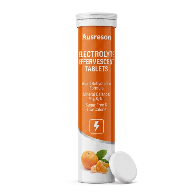 Ausreson OEM Sugar Free Electrolyte Effervescent Tablets Balance Energy Support Orange Flavor Electrolyte Effervescent Tablets