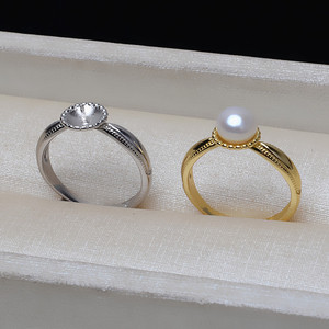 Anillo Abierto de Plata S925 para Mujer, Ajustable, con Perla de 8-9 mm, para Joyería DIY con Bandeja Vacía, 3301, Categoría de Productos de Bisutería - Product Image 3