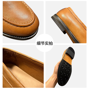 Mocassins italiens en cuir faits à la main pour hommes, style britannique, talon bas, chaussures décontractées respirantes - Product Image 5