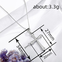 Kadınlar için Kübik Zirkonya Çapraz Kolye Kolye, 3mm, Beyaz Altın Kaplama Pirinç Zarif Minimalist, Beyaz Altın