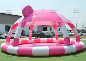 Parque Acuático Inflable Gigante para Exteriores con Temática <span class=keywords><strong>de</strong></span> Oso Rosa, Piscina Inflable Grande con Techo <span class=keywords><strong>de</strong></span> Domo - Product Image 4
