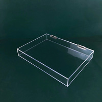 Plateau en acrylique avec couvercle, plateau rectangulaire en acrylique personnalisé avec couvercle à charnière, boîte de rangement pour bijoux en acrylique transparente carrée, vitrine