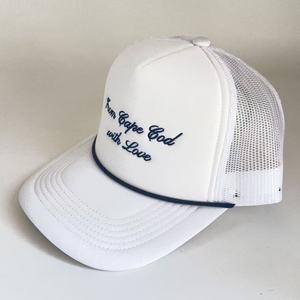 Logo personalizzato con amore scritto in schiuma di nozze cappellini Unisex 5 pannelli con cappello ricamato in corda blu scuro Design Club in rete cappellino da Baseball - Product Image 3