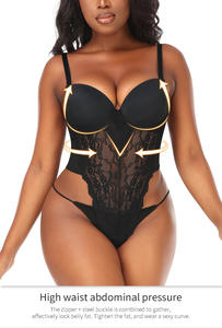 Dos nu femmes Sexy body Shaper Perspective vêtements de nuit Lingerie <span class=keywords><strong>transparente</strong></span> une pièce soutien-gorge dentelle justaucorps combinaisons Shapewear - Product Image 3