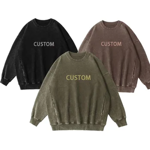 Custom 450 gsmPrint Logo Heavy Weight <strong>Bulk</strong> Oversized French <strong>Terry</strong> 100% Cotton Vintage Acid Wash Blank Hoodie Sweatshirt - Product Image 3