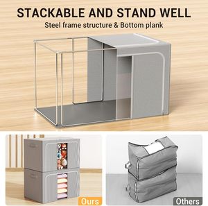 <b>Clothes</b> <b>Storage</b> Bins with Metal Frame Foldable <b>Storage</b> Box <b>Clothes</b> Organizers <b>Storage</b> Containers (66Lx3 Pack) - Product Image 6