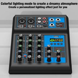 มิกเซอร์สตูดิโอสด 4 แชนแนล RGB พร้อมไมโครโฟนไร้สาย 2 ตัว บลูทูธ สำหรับอุปกรณ์บันทึกการถ่ายทอดสด - Product Image 3