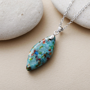 Pendentif en forme <span class=keywords><strong>de</strong></span> larme d'opale bleue pour femmes <span class=keywords><strong>collier</strong></span> Boho Chic bijoux en pierre naturelle élégante chaîne en argent déclaration <span class=keywords><strong>collier</strong></span> <span class=keywords><strong>de</strong></span> mode - Product Image 4