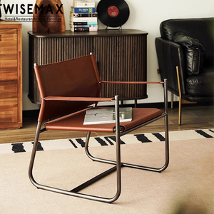 WISEMAX FURNITURE <span class=keywords><strong>Fauteuil</strong></span> en <span class=keywords><strong>cuir</strong></span> nordique moderne Canapé de loisir simple pour salon <span class=keywords><strong>Fauteuil</strong></span> d'angle en métal pour hôtel Maison - Product Image 6