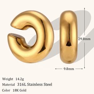 <span class=keywords><strong>Orecchini</strong></span> a Clip con <span class=keywords><strong>polsino</strong></span> dell'orecchio grosso alla moda per le donne <span class=keywords><strong>orecchini</strong></span> a cerchio con tubo cavo in acciaio inossidabile senza orecchino di <span class=keywords><strong>cartilagine</strong></span> traforato - Product Image 6