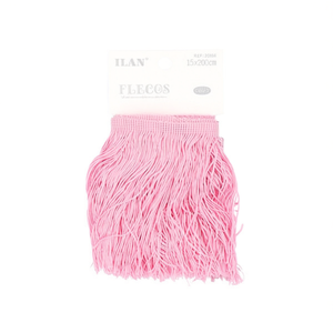 Ilan Flecose 15x200cm Frange in poliestere rosa chiaro per artigianato e decorazioni - Product Image 2