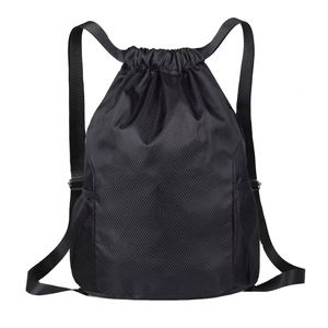Drawstring <b>Backpack</b> With Front Zipper Pocket Ripstop Cinch <b>Backpack</b> Mesh Side Pockets Adjustable Straps Lightweight Casual - Product Image 1