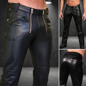 New Fashion <b>Men's</b> <b>Latex</b> PU Leather Stretchy Slim Fit Skinny Streetwear Trousers - Product Image 2