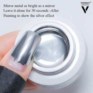 VINIMAY 5ml <span class=keywords><strong>espejo</strong></span> brillo metálico <span class=keywords><strong>plata</strong></span> esmalte de uñas UV/LED Gel Metal pintura Gel DIY Nail Art diseños de larga duración - Product Image 4