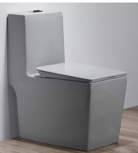 WC monobloc en céramique émaillée gris KD-19CTB, excellent rapport qualité-prix, avec siège carré, à poser au sol - Product Image 1