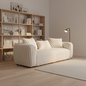 Ensemble de canapés modernes en velours côtelé crème |   Ensemble de meubles de salon 3 pièces avec canapé deux places et <span class=keywords><strong>fauteuil</strong></span> - Product Image 5