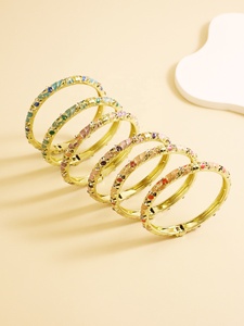 Factory Wholesale Fashionable Ancient Blue White Women's Enamel Bangle Zinc Alloy Flower Design Christian Style Diamond Accents - Product Image 2
