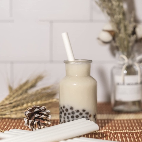 100% Natural Plant Drinking Reed Straw Eco-Friendly White Pla 7*200Mm