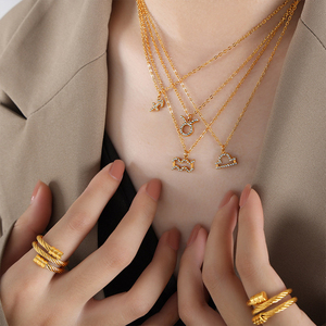 Stainless Steel Zodiac Necklace <b>Cross</b> Border Multi Reliable Direct Factory Quote Electrophoretic Coating Vacuum Plating Standard - Product Image 4