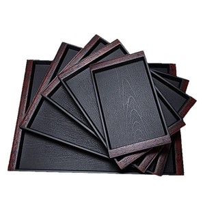 Japanese Style Wood Grain Rectangular <b>Tray</b> Black For Hotel Restaurant <b>Tea</b> Service Commercial Use - Product Image 1