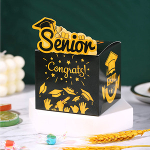 12 pièces/paquet Boîtes en carton en forme de chapeau de remise de diplôme pour bonbons, cadeaux, chocolats, emballage pour la décoration de fête de remise de diplôme - Product Image 4