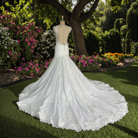 FEISHILUO luxe ivoire sirène robe de mariée Style moderne sans manches perle dentelle perle paillettes fleurs sur mesure bouton fermeture