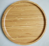 Assiettes rondes en bois jetables pour fruits, 3 pièces, en bambou, pour servir