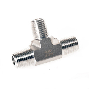 Conector en T de Acero Inoxidable ROKE, Rosca Externa NPT, Acero Inoxidable 316, Junta Hidráulica de Tres Vías - Product Image 1