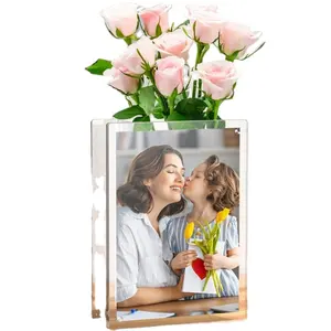 花瓶磁性相框透明书花瓶，现代平面丙烯酸花瓶，家居装饰品，桌子