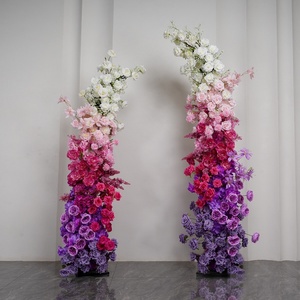 S730 Custom 6ft 7ft cornice a mezza luna corno sfondo colorato floreale set di 2 archi di fiori curvi per proposta di matrimonio decorazione festa - Product Image 2