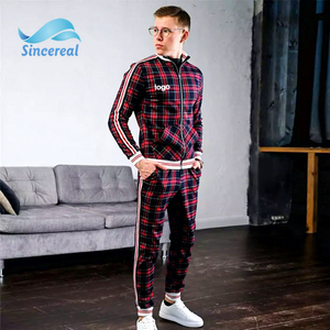 Ropa Deportiva Personalizada Para <span class=keywords><strong>Hombre</strong></span>, Chándal de <span class=keywords><strong>Gimnasio</strong></span> para <span class=keywords><strong>Hombre</strong></span>, Conjunto Informal de Dos Piezas a Cuadros, <span class=keywords><strong>Moda</strong></span> de Primavera y Otoño - Product Image 1