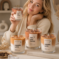 Bougie parfumée au café glacé personnalisé, faite à la main, en cire de soja, dans un bocal en verre, cadeau original pour les fêtes et la décoration de la maison