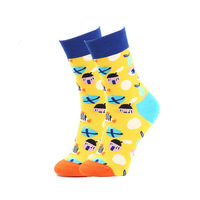 Chaussettes en coton à motif de bière et de pop-corn, amusantes et originales, pour un usage quotidien décontracté, pour femmes