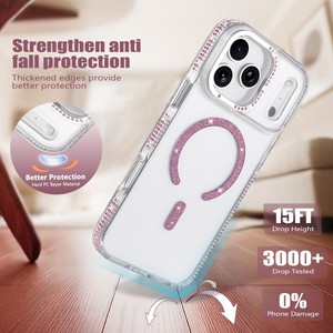 Accessoires de téléphone Bling Diamant pour <span class=keywords><strong>iPhone</strong></span> 17 16 15 14 13 <span class=keywords><strong>12</strong></span> – <span class=keywords><strong>Coque</strong></span> de téléphone magnétique de luxe à paillettes pour <span class=keywords><strong>iPhone</strong></span> 17 Pro Max - Product Image 1