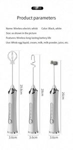 Rechargeable <b>Milk</b> Frother Handheld for Coffee,3 Speeds Frother Wand,Coffee Frother With 2 Heads - Product Image 2