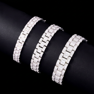 New Fashion Jewelry <b>Bracelet</b> 8mm 10mm 12mm Cuban Moissanite <b>Bracelet</b> S925 Silver <b>White</b> Gold Plated Fine <b>Bracelets</b> - Product Image 1
