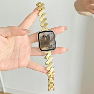 Bracelets de montre intelligents en métal pour femmes Lionorm, motif ondulé, pour Apple Watch Ultra 49 mm, bracelet en métal, bracelet de remplacement pour montre - Product Image 2