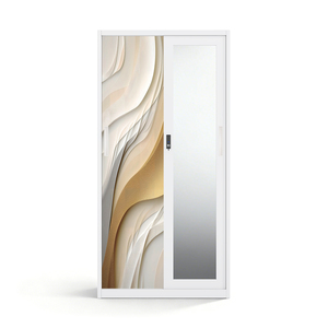 Armario de Acero Impreso con Espejo y Puerta Corredera para Almacenamiento en el Dormitorio - Product Image 1