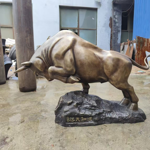 実物大のブロンズ製の雄牛の彫刻、鋳造技術によるカスタムメイドの屋外用彫刻-ウォール街雄牛像 - Product Image 4