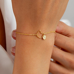 สร้อยข้อมือสแตนเลสสลักอักษรย่อรูปหน้าแมวแบบกำหนดเอง ของขวัญสำหรับคุณแม่แมว คน<span class=keywords><strong>รัก</strong></span>สัตว์เลี้ยง ของขวัญวันแม่ - Product Image 3