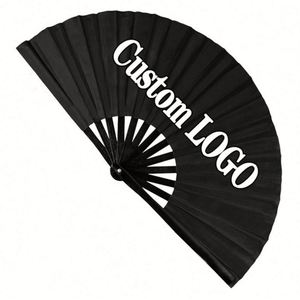 Guan Sen Custom Printed Eco-Friendly Handmade <b>Large</b> Folding Hand <b>Fan</b> New Bamboo Design Portable 33cm Decorative Souvenir Carved - Product Image 1