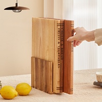 Ensemble de planches à découper en bois en forme de bibliothèque avec support, pour viande, poisson, fromage, pain, fruits et légumes