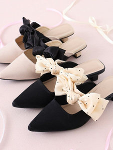 Sandales mules à bout pointu style japonais respirantes pour le bureau, avec nœud, collection Printemps/Été 2026 - Product Image 5