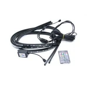 Barra de luz LED flexible para automóvil, tira de luz LED con aplicación remota, chasis colorido, música RGB, 12V, IP68, 90CM, 120CM, gran oferta