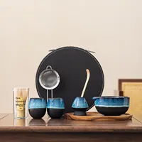 Accessoires pour matcha, ensemble de matcha en céramique, ensemble de voyage portable en céramique, ensemble de 9 pièces, tasse à matcha, fouet à matcha en bambou