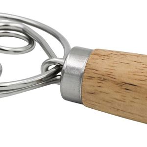 Fouet à pain hollandais en bois à long manche pour grossistes, mélangeur manuel, outils de cuisson pour levain, fouet à pâte danoise de 10/13 pouces - Product Image 4