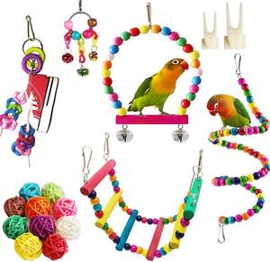 Sıcak satış toptan güvenli ahşap kuş oyuncaklar papağan çiğneme ve yüksük için standı levrek ile - Product Image 3