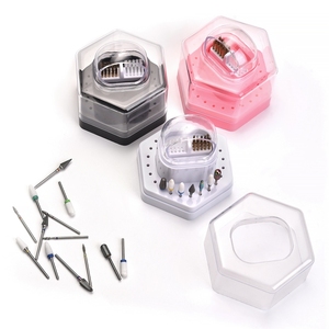 2 in 1 24 Hole Nail Drill Bit Holder Cleaning Case Transparent Dustproof Organizer <b>Box</b> for Manicure Efile Bits Salon Home Use - Product Image 1